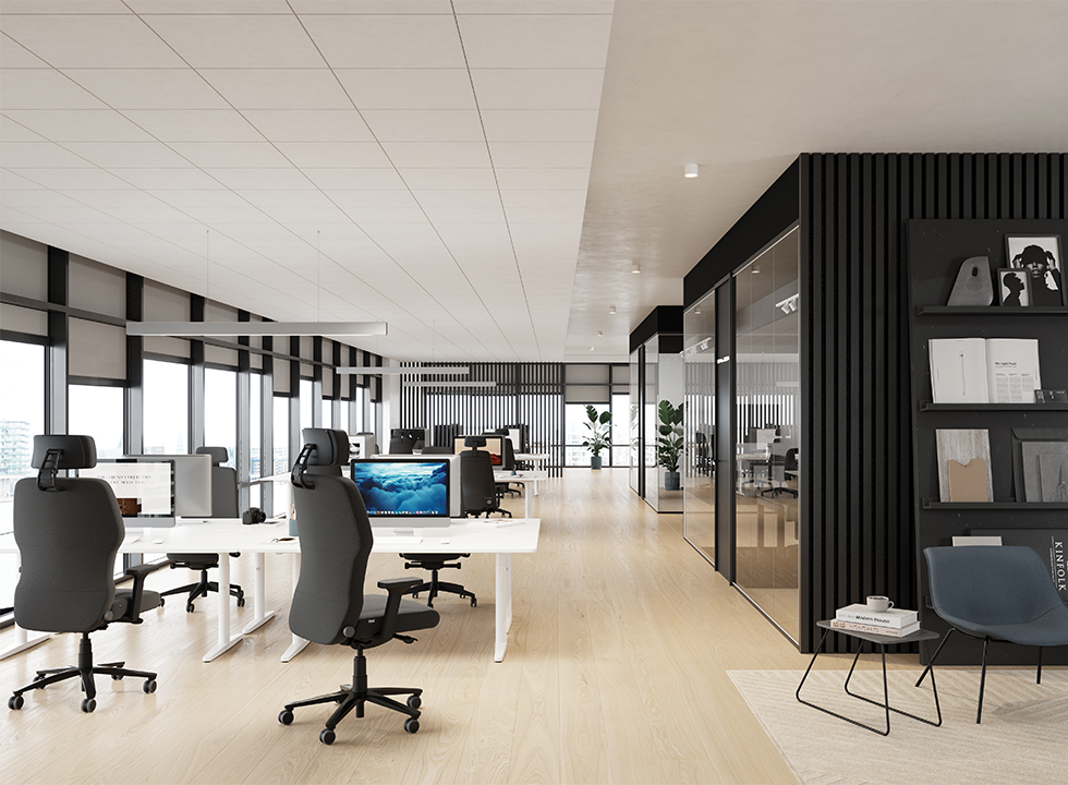 Interstuhl XXL chair in a modern office setting, showcasing ergonomic design and durability.
